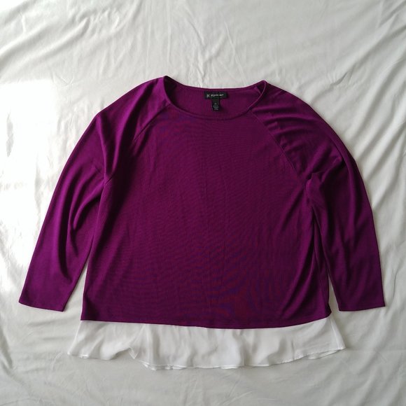 INC International Concepts Women's Faux-Layered Sweater 2X Purple - Picture 7 of 12